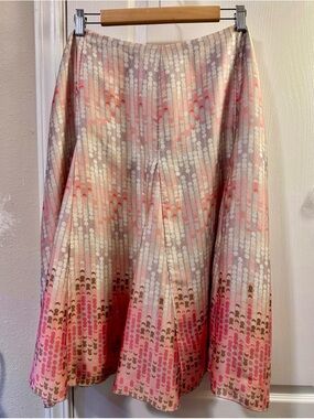 Emma James Pink and Cream A-Line Patterned Skirt